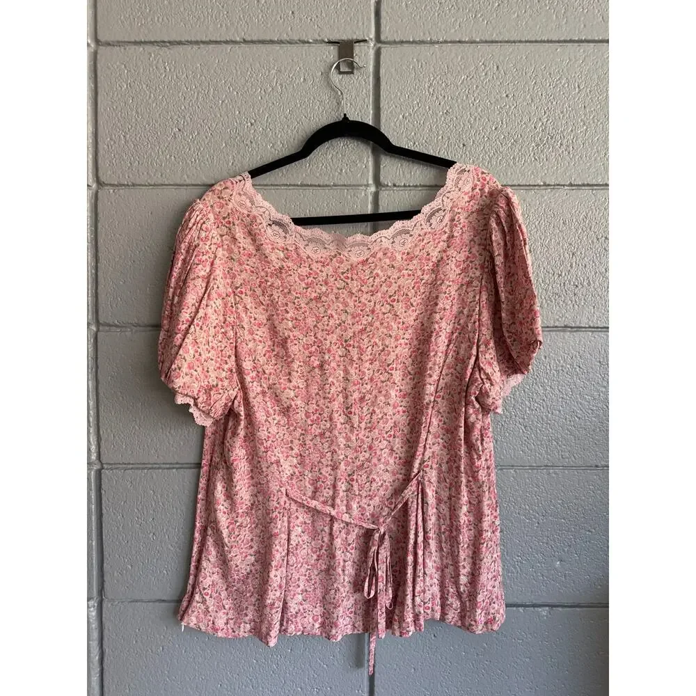 NWT Reformation Pink Puff Sleeve Floral Minette Top size 20